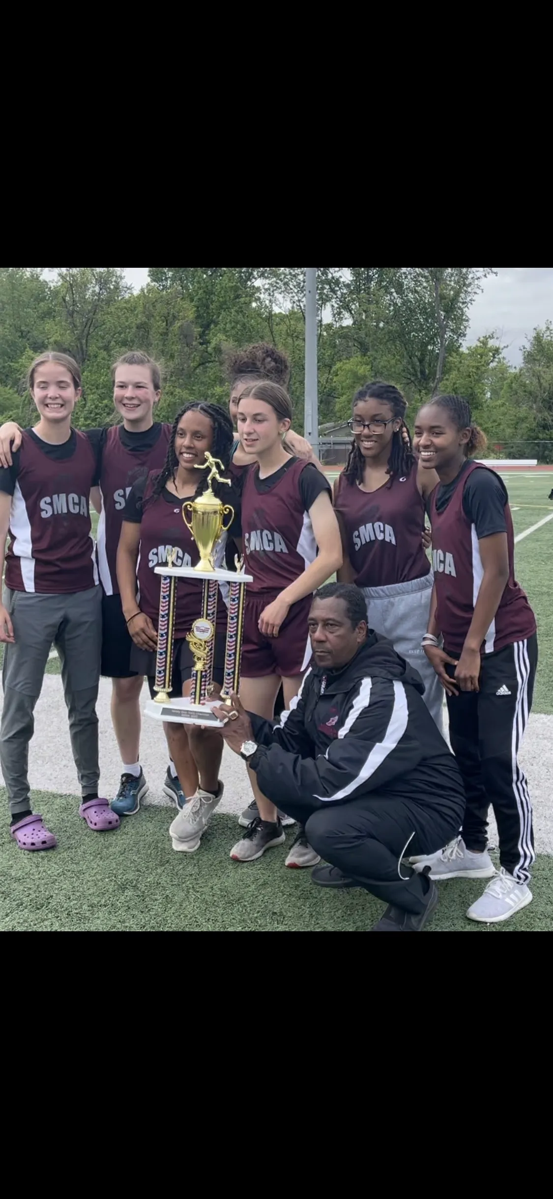 SMCA Track Team Group Photo with Trophy